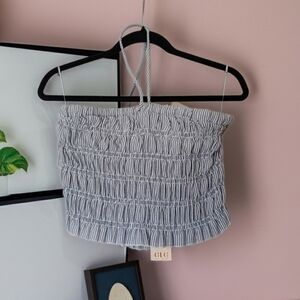 GLG Women's Blue Smocked Crop Top Size XL